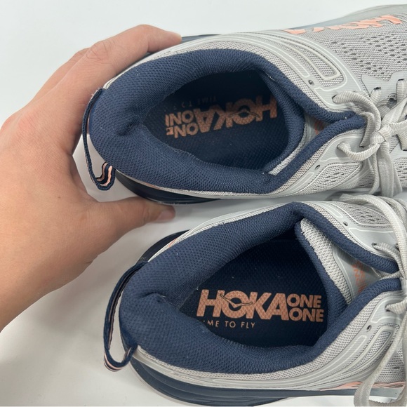 Hokas Bondi 7 Gray Lace Up Running Athletic Athleisure Sneakers Women's 8 - Picture 12 of 13